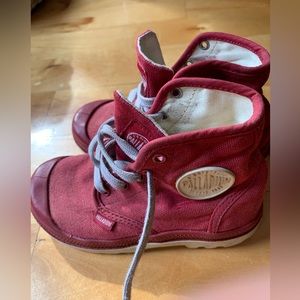 Palladium red boots for kids size 11